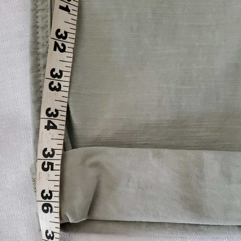 Everlane Green Cropped Organic And Linen Blend Pants with Relaxed Fit Sz 33 - Picture 3 of 12